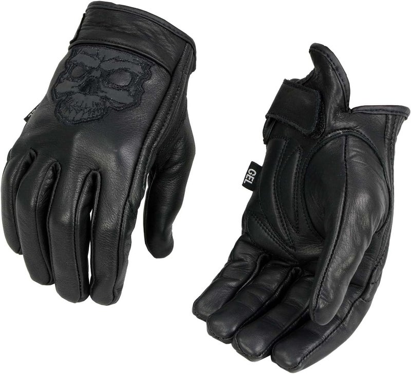 Milwaukee Leather قفازات ميلووكي جلد MG7570 للرجال بتصميم جمجمة عاكسة - Image 1