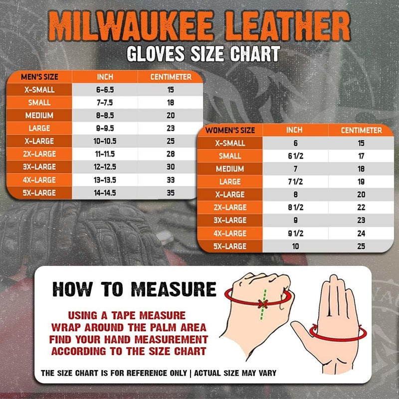 Milwaukee Leather قفازات ميلووكي جلد MG7570 للرجال بتصميم جمجمة عاكسة - Image 3