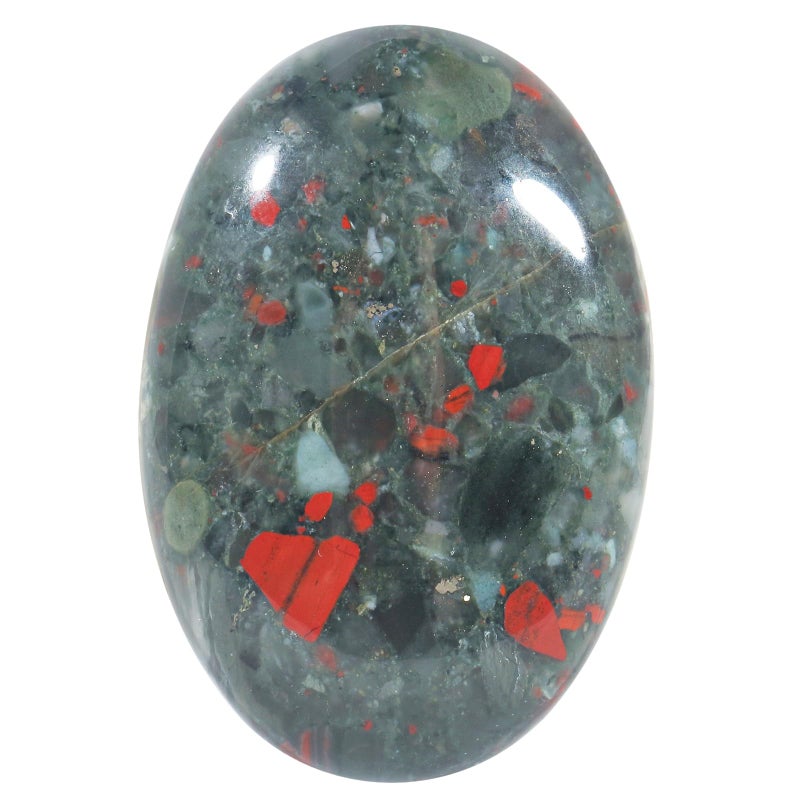 Fekuar Oval Africa Bloodstone Palm Stone Polished Worry Pocket Stones Healing Crystal for Therapy Geometry Chakra Balancing
