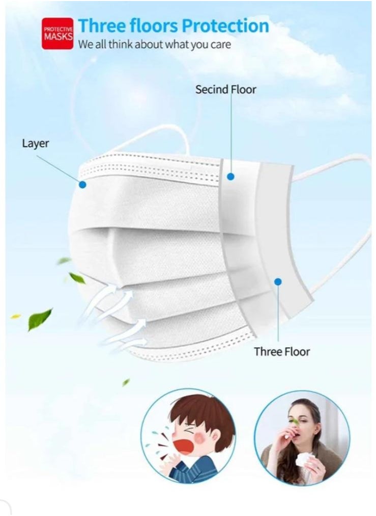 Generic 50-Piece Disposable Face Mask White  - Image 4