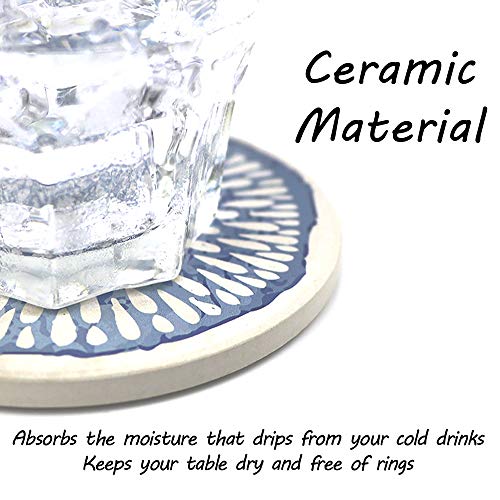 AD Set of 6 Coasters for Drinks Absorbing Round Ceramic Stone Coaster with Cork Base Tabletop Protection Mat for Mugs and Cups,Office,Kitchen (Colorful Series) - Image 5