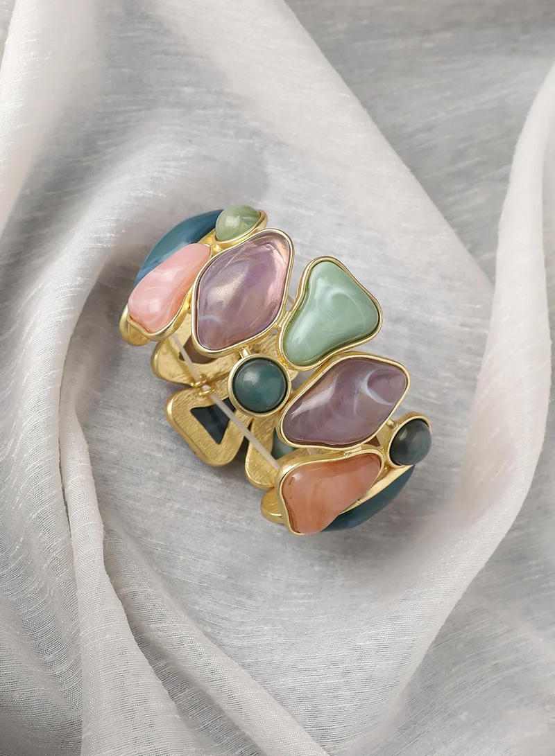 SOHI Clustered Stone Statement Artificial Bracelet Jewellery