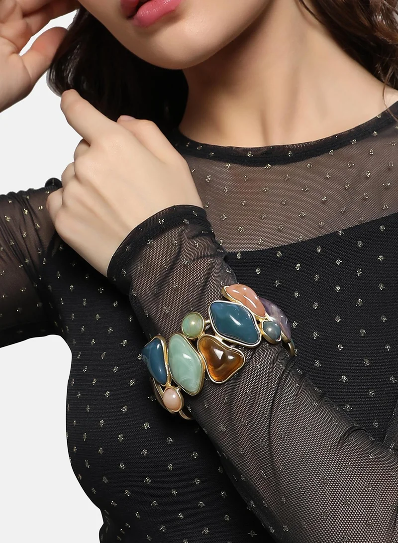 SOHI Clustered Stone Statement Artificial Bracelet Jewellery