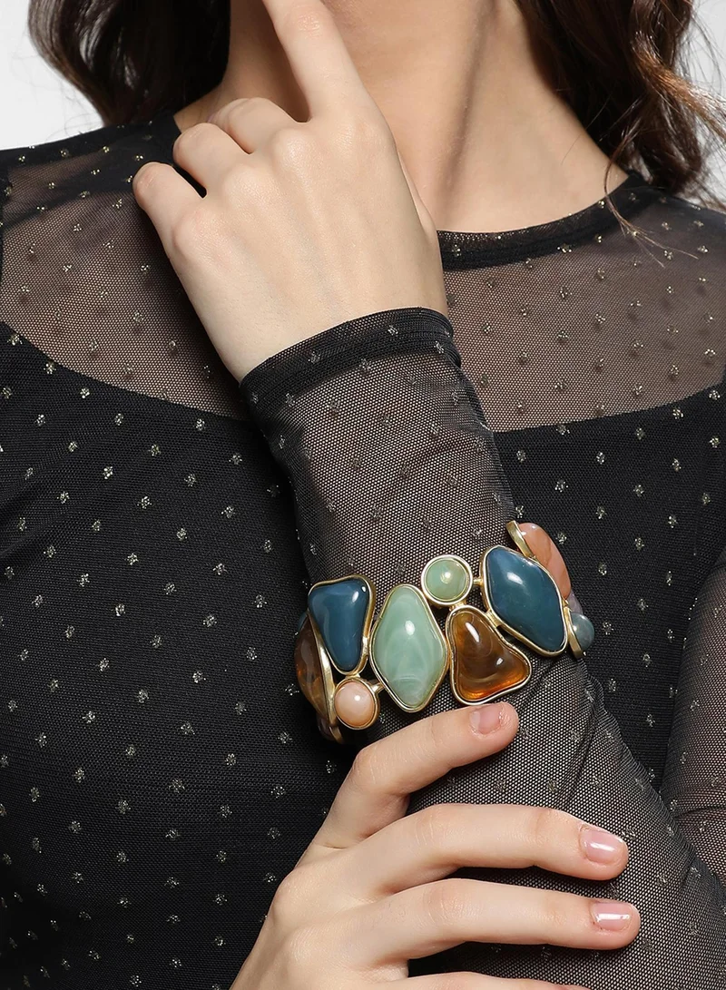SOHI Clustered Stone Statement Artificial Bracelet Jewellery