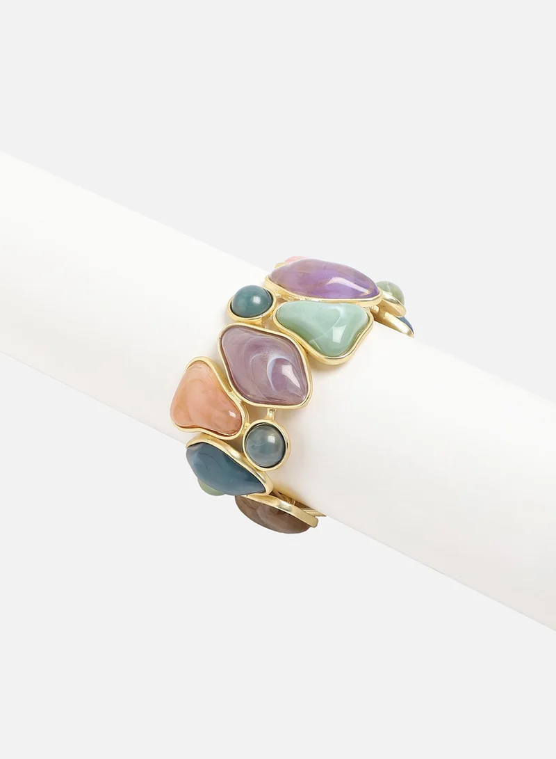 SOHI Clustered Stone Statement Artificial Bracelet Jewellery