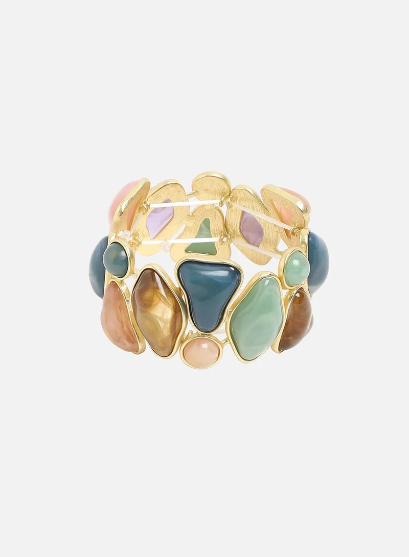 SOHI Clustered Stone Statement Artificial Bracelet Jewellery