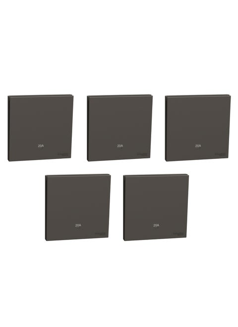 Schneider Electric Double Pole Switch with LED, AvatarOn C, 20A, 250V, 1 gang, dark grey - Pack of 5