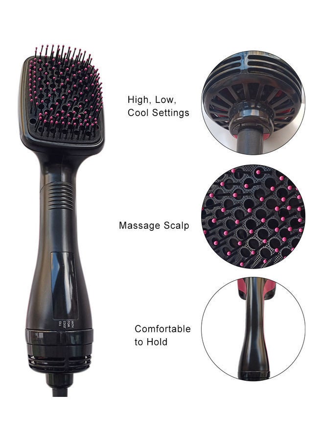 NIBEMINENT 2-in-1 Hair Dryer Wet and Dry Dual-Use Comb Black/Pink - Image 4