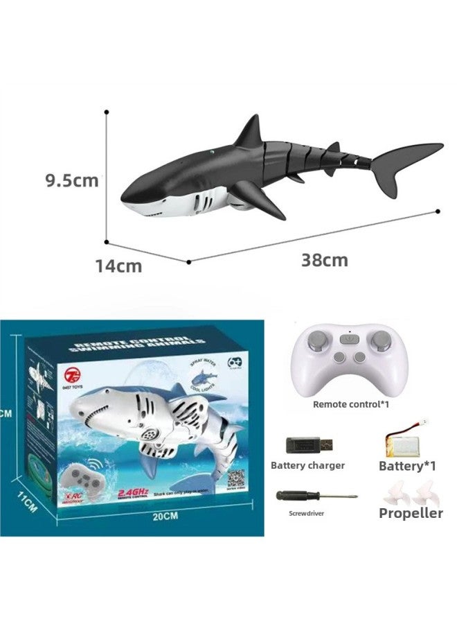 Remote Control Dolphin Real Animal Headlight Shark Whale Water Spray Summer Water Children's Day Water Play Boy Toy-Color:Remote Control Black Shark Can Spray Water + Upgraded Waterproof Remote Control-Specifications:Lithium Battery * 3 Battery Life 90 Minutes + Freight Insurance + Lifetime Warranty  - Image 1