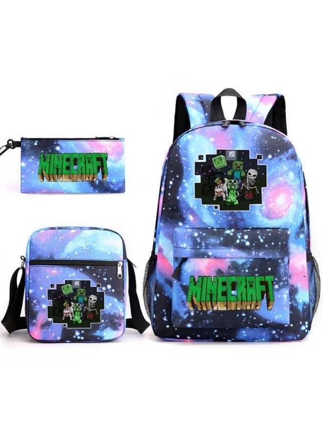 ماين كرافت 3PCS Backpack Set,Minecraft School Backpack,Large Capacity Casual Backpack with Lunch Bag and Pencil case for Boys Girls Students - Image 1