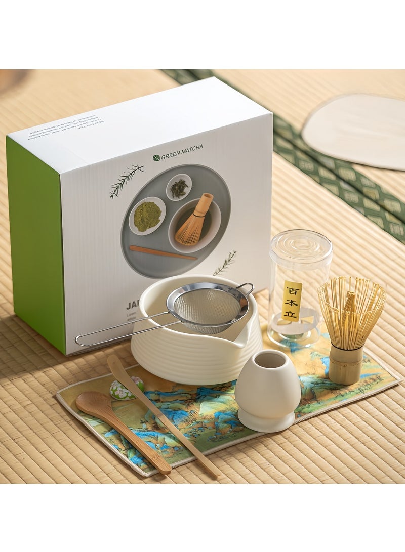 Joyelink Matcha Whisk Set, 8 Pcs Matcha Kit for Matcha Lovers, 17.6 OZ Matcha Bowl with Spout, Bamboo Whisk, Scoop, Stainless Sifter and Ceramic Whisk Holder, Unique Gifts for Tea Enthusiasts Birthday - Image 5