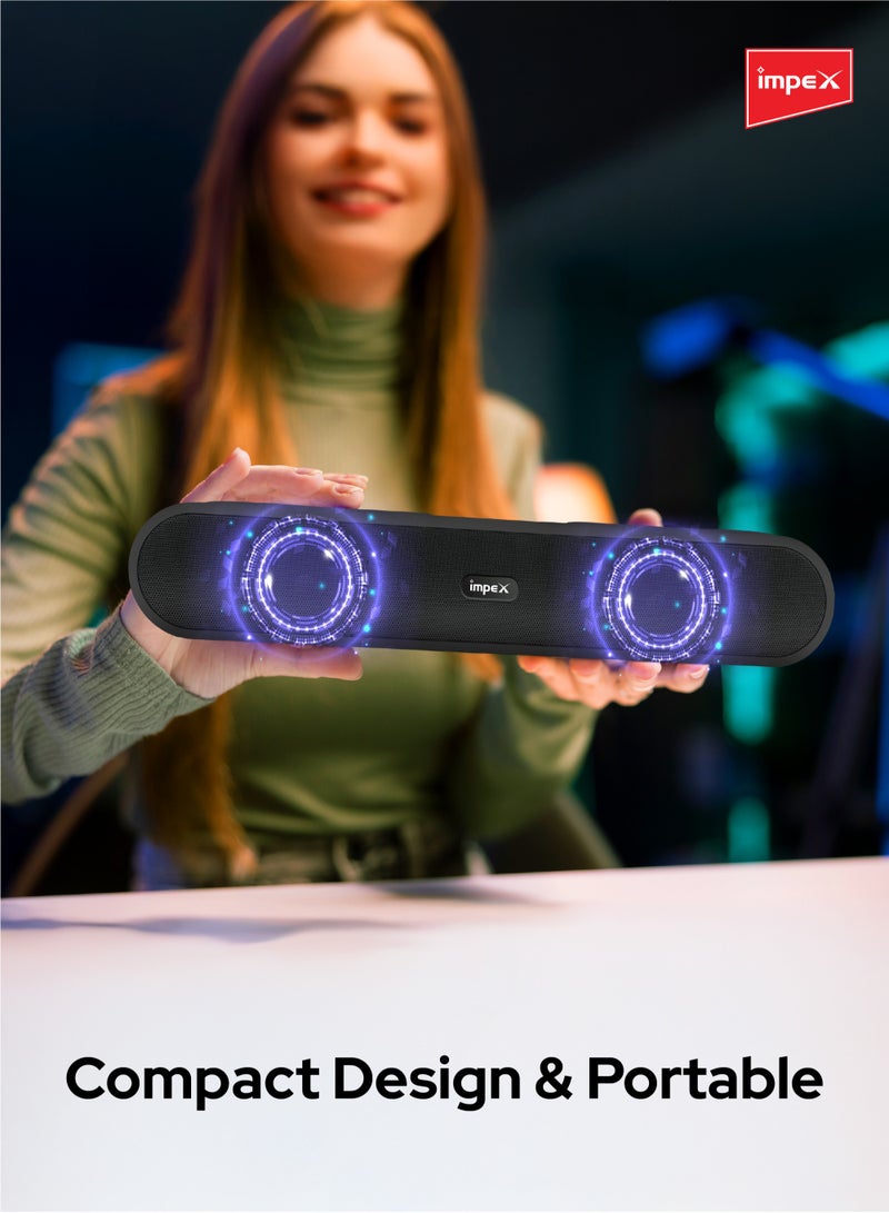 إمبكس سماعة بلوتوث محمولة بارزة الصوت مع أضواء RGB سماعة محمولة 1600 واط (PMPO)، بطارية 2000 مللي أمبير، مكبر صوت بلوتوث، يدعم USB، بلوتوث، AUX، FM، TWS، دعم المكالمات بدون استخدام اليدين، منفذ شحن Type-C - Image 5