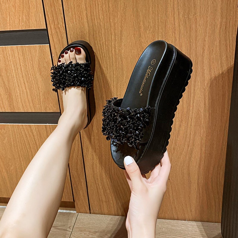 Thick Bottom Muffin Summer Women'S One-Word Sandals For Outdoor Wear Non-Slip Soft Bottom Open-Toe Women'S Beach Slippers - Image 4