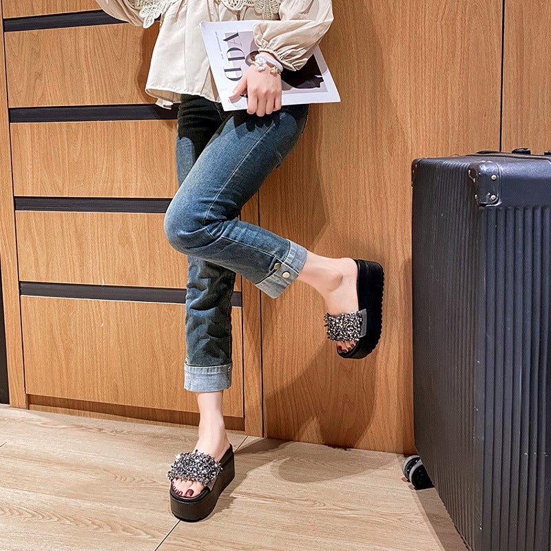 Thick Bottom Muffin Summer Women'S One-Word Sandals For Outdoor Wear Non-Slip Soft Bottom Open-Toe Women'S Beach Slippers - Image 3