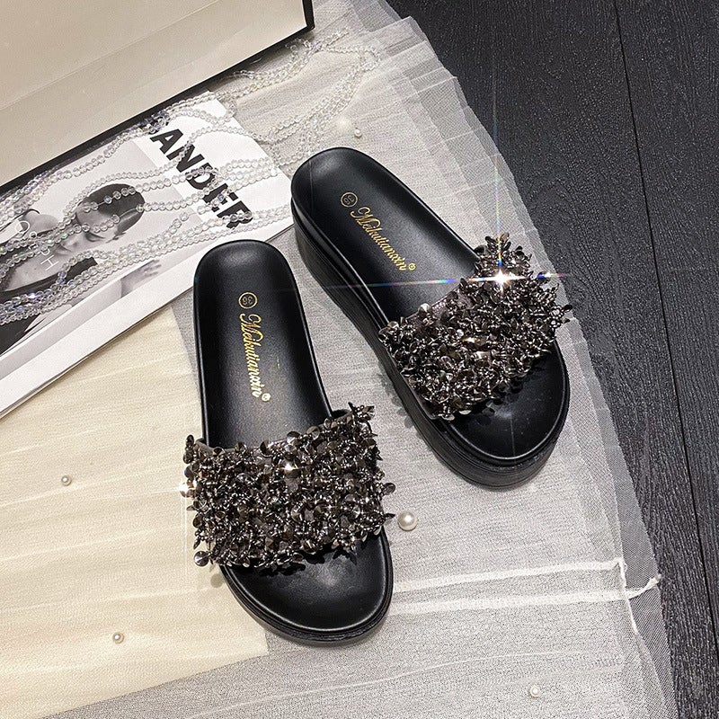 Thick Bottom Muffin Summer Women'S One-Word Sandals For Outdoor Wear Non-Slip Soft Bottom Open-Toe Women'S Beach Slippers - Image 1