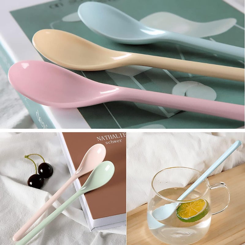Dadamong 5Pcs Melamine Long Handle Mixing Spoon 7.2 Inch, Coffee Spoons Colorful Plastic Latte Machiatto, Tall Iced Tea, Ice Cream Sundae, Cocktail, Hot Chocolat Stirring Longdrink Spoons - Image 5