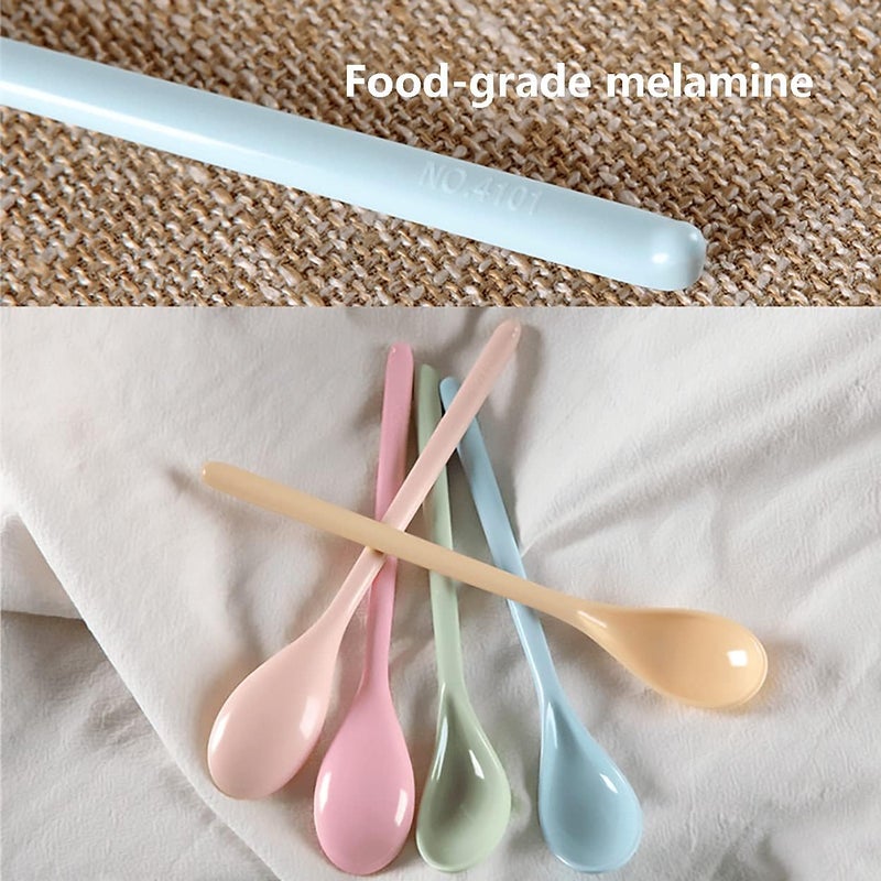 Dadamong 5Pcs Melamine Long Handle Mixing Spoon 7.2 Inch, Coffee Spoons Colorful Plastic Latte Machiatto, Tall Iced Tea, Ice Cream Sundae, Cocktail, Hot Chocolat Stirring Longdrink Spoons - Image 2