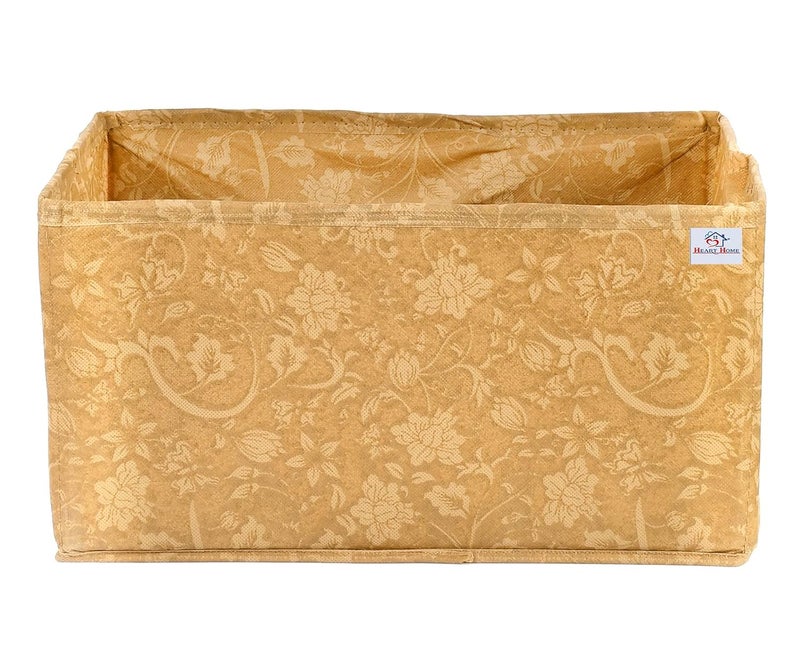 Kuber Industries Heart Home Metallic Flower Printed Multipurposes Rectangular Flodable Storage Box, Drawer Storage and Cloth Organizer- Pack of 4 (Brown)-HS43HEARTH26327 - Image 4