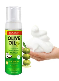 DeQRQY Olive Oil Hair Styling Mousse, Hair Control Mousse with Coconut Oil Non Sticky Moisturizing Nourishing Curl Hair Foam Mousse for Hair Volumizing and Against Frizz for All Kinds Hair 200ml  - Image 1