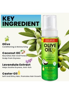DeQRQY Olive Oil Hair Styling Mousse, Hair Control Mousse with Coconut Oil Non Sticky Moisturizing Nourishing Curl Hair Foam Mousse for Hair Volumizing and Against Frizz for All Kinds Hair 200ml  - Image 5