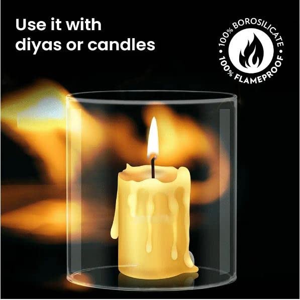 True Decor Borosilicate Diya Glass Cover Only Without Diya Glass Cover (Height: 3 Inch Width: 3 Inch) - Image 2