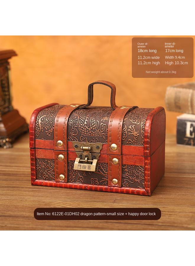 Bluejw Wooden Handmade Treasure Box Antique Props Organize Box With Lock Treasure Small Wooden Box Suit Photography Box - Image 1