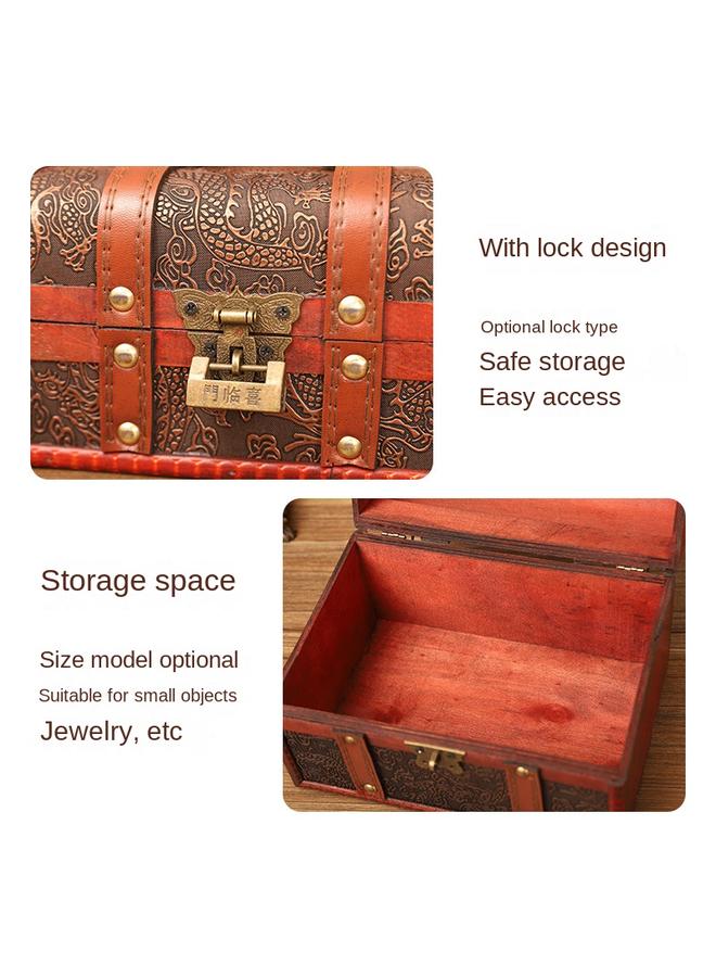 Bluejw Wooden Handmade Treasure Box Antique Props Organize Box With Lock Treasure Small Wooden Box Suit Photography Box - Image 5
