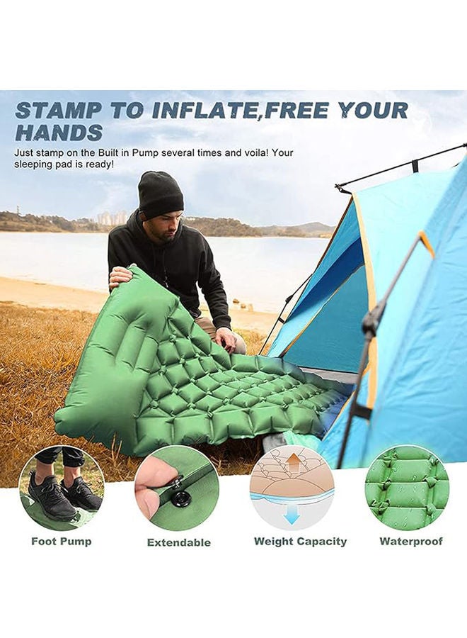 بساط نوم قابل للنفخ، بساط تخييم خفيف الوزن قابل للنفخ بالقدم، وسادة تخييم محمولة ذاتية النفخ قابلة للتوصيل مع وسادة مدمجة ومضخة قدم لشنط الظهر والمشي لمسافات طويلة (اخضر) - Image 5