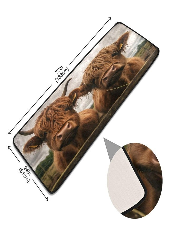 YETTASBIN Highland Cow Runner Rug, Non-Slip Large Floor Mat Anti Fatigue Area Rugs for Kitchen Bathroom Living Room Entryway Home Office Decor, 72 x 24 Inch - Image 3