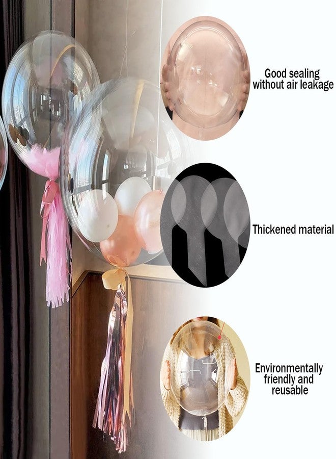 VYNFLICK Clear BoBo Balloons - 10pcs 30inch Large Transparent Bubble Globos with Ribbon for Stuffing Birthday Party Wedding DIY Decorations - Image 3