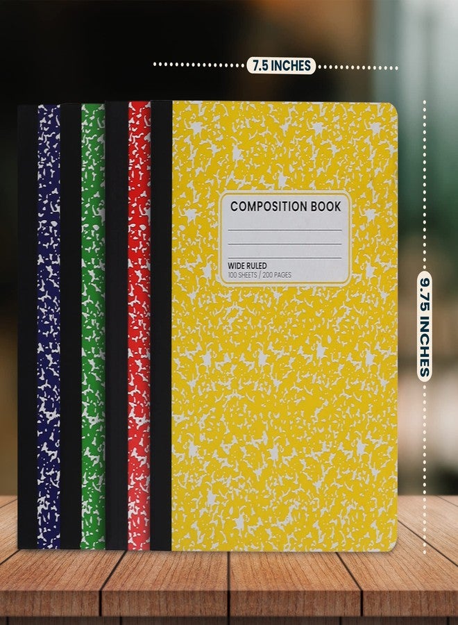Manaloom Vibrant Marble Composition Notebook Wide Ruled - 2 Pack - 100 Sheet Durable Sewn Binding Composition Books - 100 Sheets/200 Pages - Assorted Colors (may vary) - Image 2