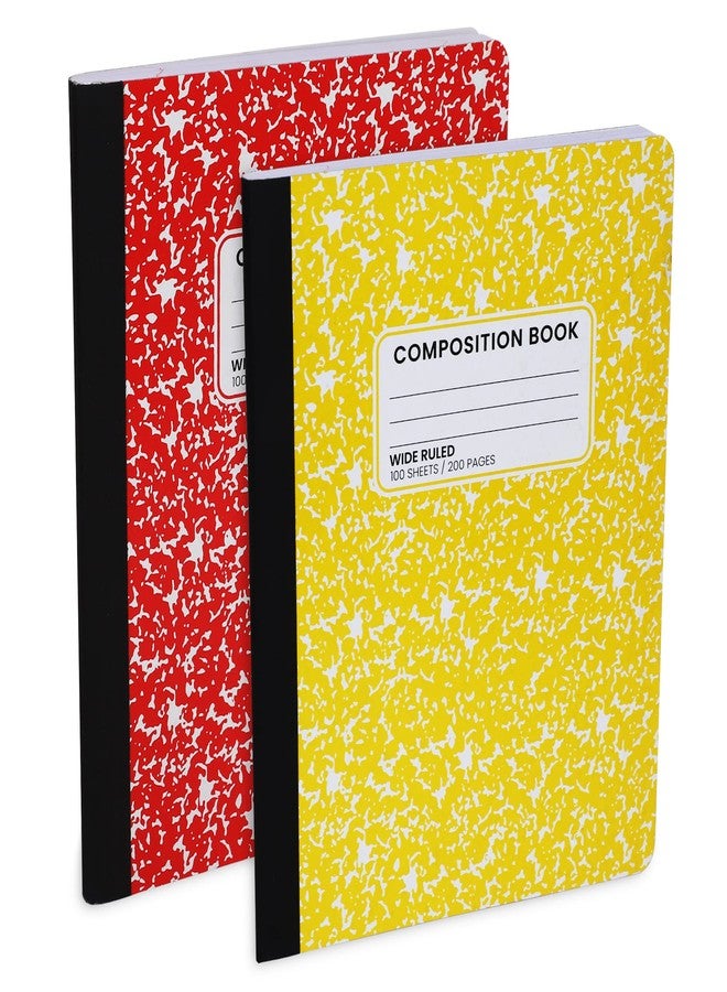 Manaloom Vibrant Marble Composition Notebook Wide Ruled - 2 Pack - 100 Sheet Durable Sewn Binding Composition Books - 100 Sheets/200 Pages - Assorted Colors (may vary) - Image 1