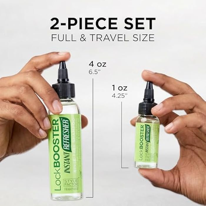 Style Factor LockBOOSTER Rinse-Free Shampoo– No-Wash Cleanser for Braids, Twists & Locs – Peppermint & Tea Tree Oil – Waterless Scalp & Hair Refresher, 1oz(Travel Size)& 4oz - Image 3