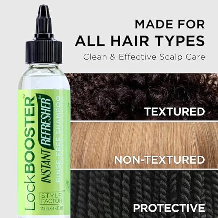 Style Factor LockBOOSTER Rinse-Free Shampoo– No-Wash Cleanser for Braids, Twists & Locs – Peppermint & Tea Tree Oil – Waterless Scalp & Hair Refresher, 1oz(Travel Size)& 4oz - Image 5