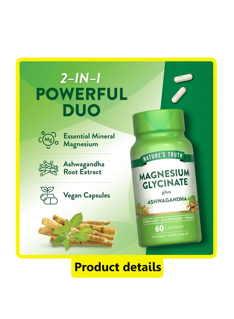 Nature's Truth Magnesium Glycinate Plus Ashwagandha, 60 Capsules - Image 3