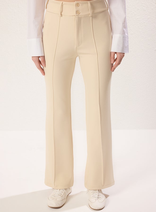 trendyol High Waist Ribbed Detail  Flare Pants - Image 3