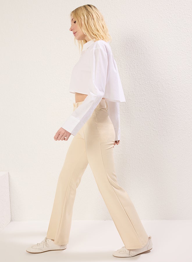 trendyol High Waist Ribbed Detail  Flare Pants - Image 2