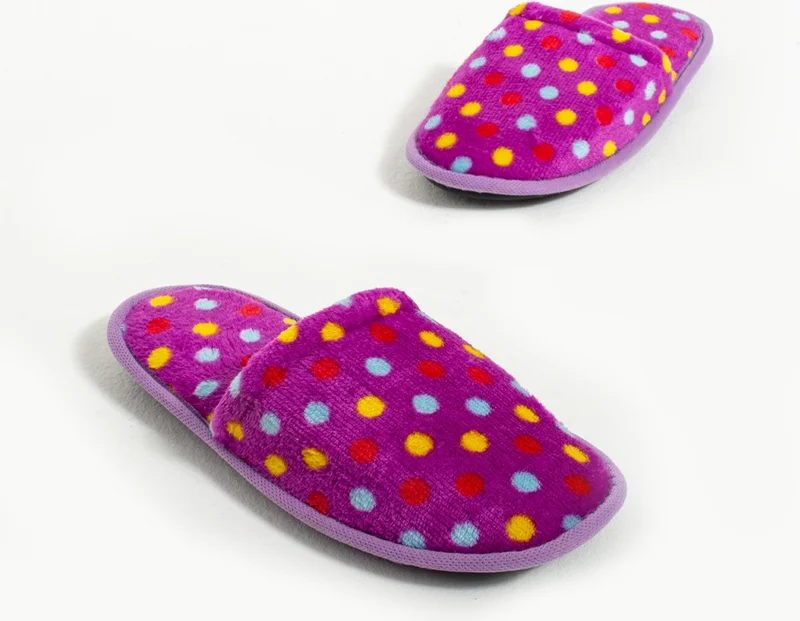 Pembe Potin Pink Potin Warm Lining Polka Dot Comfortable Fit Women's Home Slippers BNK355
