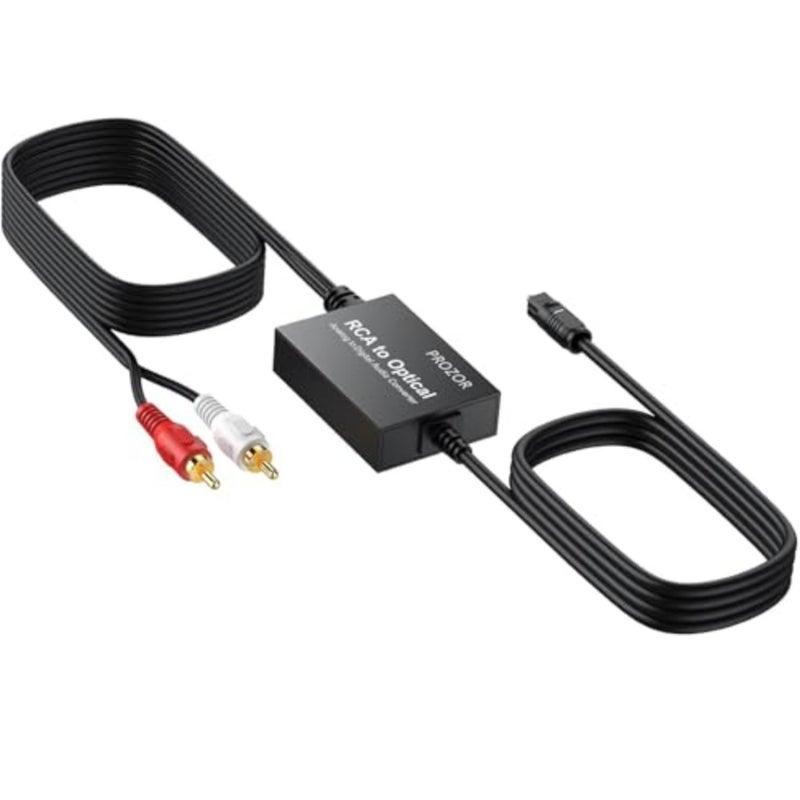 محول RCA إلى بصري لمشغلات التسجيل ومشغلات الأقراص المضغوطة ومكبرات الصوت ومحول الصوت الرقمي التناظري، أسود، تصميم مضغوط مع RCA 1.1 متر/ بصري 1 متر - Image 1