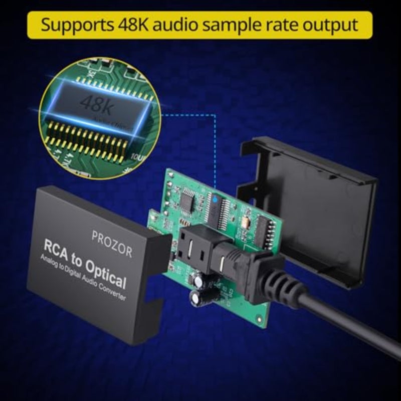 محول RCA إلى بصري لمشغلات التسجيل ومشغلات الأقراص المضغوطة ومكبرات الصوت ومحول الصوت الرقمي التناظري، أسود، تصميم مضغوط مع RCA 1.1 متر/ بصري 1 متر - Image 4