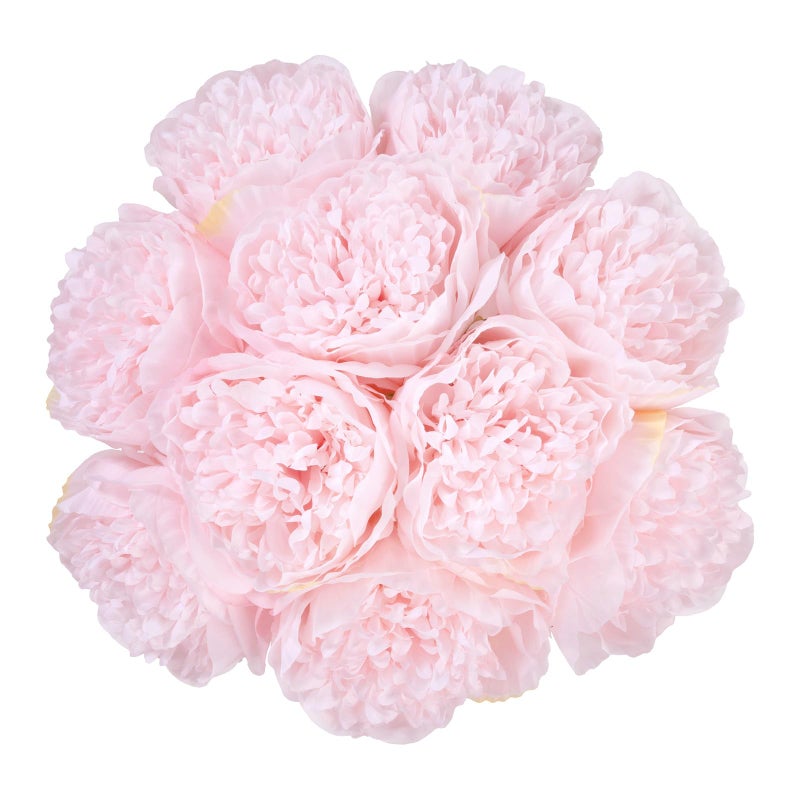 U'Artlines 2 Bouquet 10 Heads Artificial Peony Silk Flower Leaf Home Office Wedding Party Festival Bar Decor (Light Pink) - Image 1