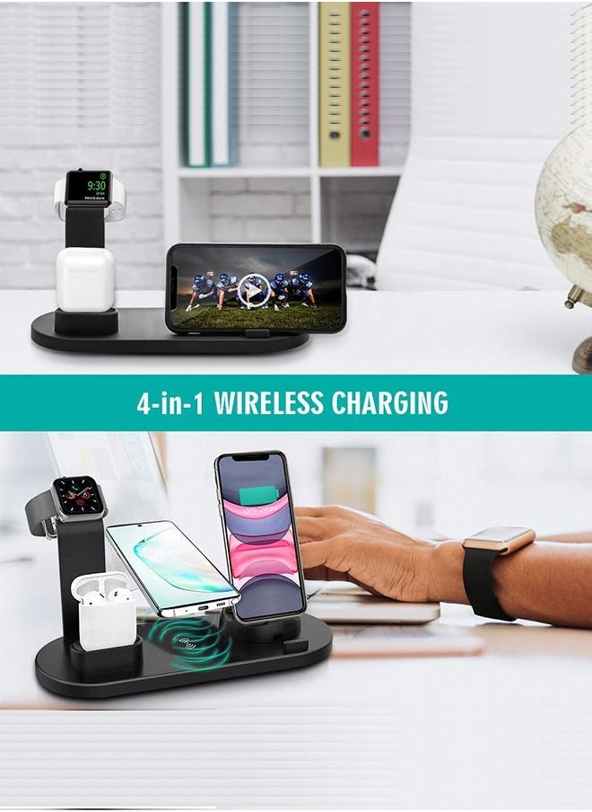 Arabest - 3-in-1 Wireless Charger,Fast Wireless Charging Station  Rotatable  Dock for Apple Watch/AirPods/Pencil, iPhone Series/Micro/Type C Phones and Galaxy Series - Image 1