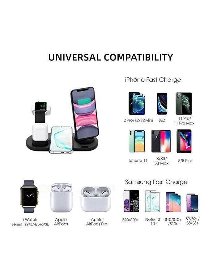 Arabest - 3-in-1 Wireless Charger,Fast Wireless Charging Station  Rotatable  Dock for Apple Watch/AirPods/Pencil, iPhone Series/Micro/Type C Phones and Galaxy Series - Image 1