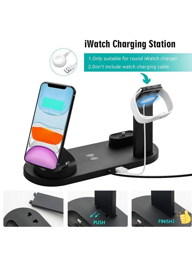 Arabest - 3-in-1 Wireless Charger,Fast Wireless Charging Station  Rotatable  Dock for Apple Watch/AirPods/Pencil, iPhone Series/Micro/Type C Phones and Galaxy Series - Image 1