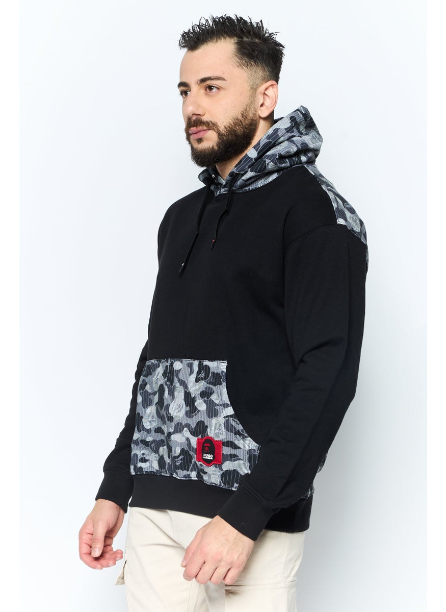 HUGO by Hugo Boss Hugo x Mr Bathing Ape Men Brand Logo Long Sleeves Hooded Sweatshirt, Black  - Image 3