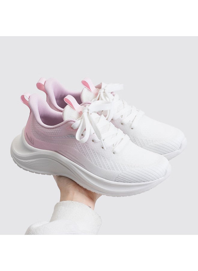 Pull Back Warrior Women's Mesh Sports Shoes Summer Breathable Lightweight Casual Sneakers Wxj0894 White Cherry Pink Size 40 - Image 2