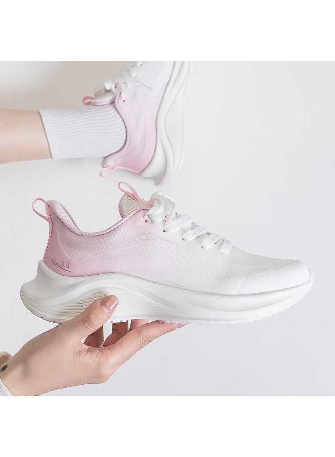 Pull Back Warrior Women's Mesh Sports Shoes Summer Breathable Lightweight Casual Sneakers Wxj0894 White Cherry Pink Size 40 - Image 5