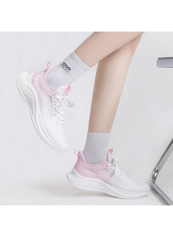 Pull Back Warrior Women's Mesh Sports Shoes Summer Breathable Lightweight Casual Sneakers Wxj0894 White Cherry Pink Size 40 - Image 4