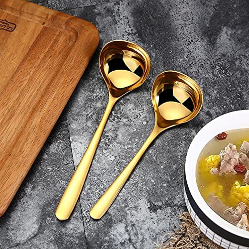 MBBITL 2-Pack Gold Soup Ladle 304 Stainless Steel Spoon Kitchen Serving Sauce Server - Image 5