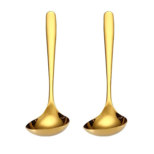 MBBITL 2-Pack Gold Soup Ladle 304 Stainless Steel Spoon Kitchen Serving Sauce Server - Image 2